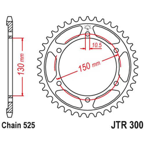 Звезда задняя (ведомая),(сталь) JT 300.42