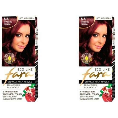 Краска для волос FARA (Фара) Eco Line Green, 5.5 красное дерево х 2шт