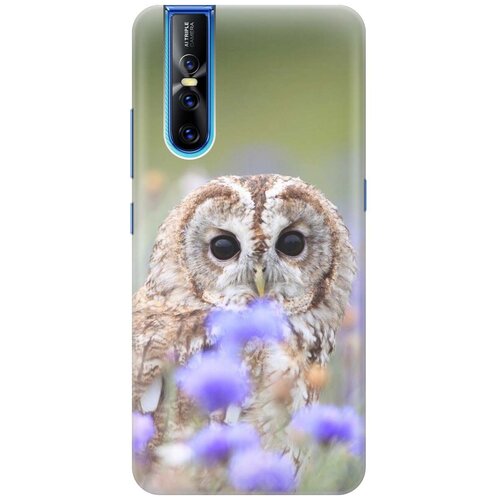 фото Cиликоновый чехол на vivo v15 pro / виво в15 про с принтом "сова и васильки" gosso