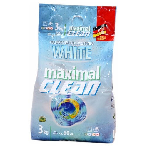 Стиральный порошок MAXIMAL CLEAN WHITE для белого белья, 3 кг