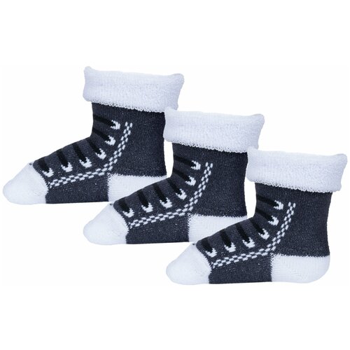 Комплект из 3 пар детских махровых носков Альтаир темно-серые, размер 12