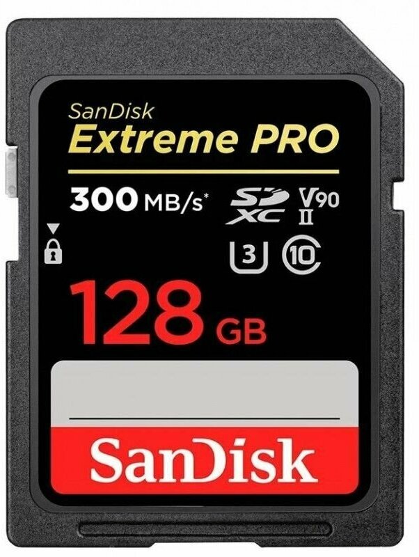 Карта памяти SanDisk SDXC Extreme Class 10 UHS-II V90 U3 (300/260MB/s) 128GB