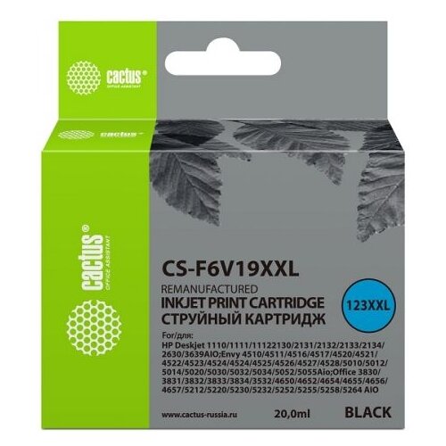 Картридж cactus CS-F6V19XXL, 1000 стр, черный befon 63xl re manufactured cartridge replacement for hp 63 xl ink cartridge for deskjet 1110 1111 1112 2130 2131 2132 printer