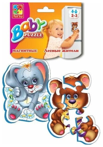 Пазлы мягкие магнитные Vladi Toys Лесные жители - фото №1