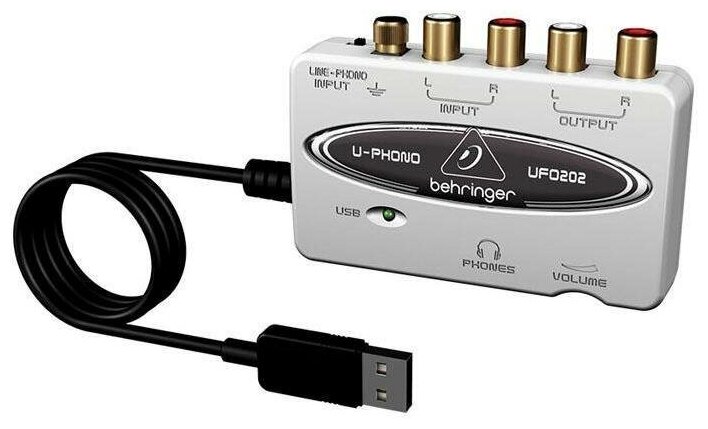 Behringer UFO202 внешняя звуковая карта (звуковой интерфейс), USB 1.1, 2 вх/2 вых канала, фонокорректор