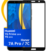 Глянцевое защитное стекло для телефона Honor 7A Pro, 7C и Huawei Y6 Prime 2018, Y6 2018 / Противоударное Хонор 7А Про, 7С и Хуавей У6 Прайм, У6 2018