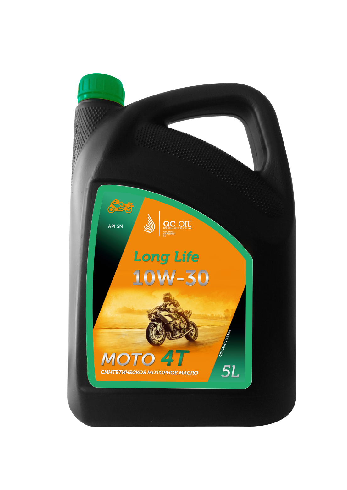 Моторное масло 10W-30 мото 4Т QC OIL Long Life синтетическое плакирующее, 5л