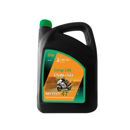 Моторное масло 15W-50 QC OIL Long Life 5л для мотоциклов 4Т синтетическое металлоплакирующее