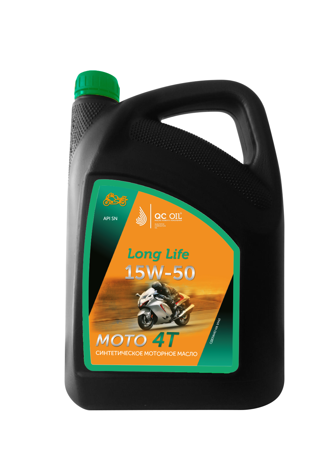 Моторное масло 15W-50 мото 4Т QC OIL Long Life синтетическое плакирующее, канистра 5л