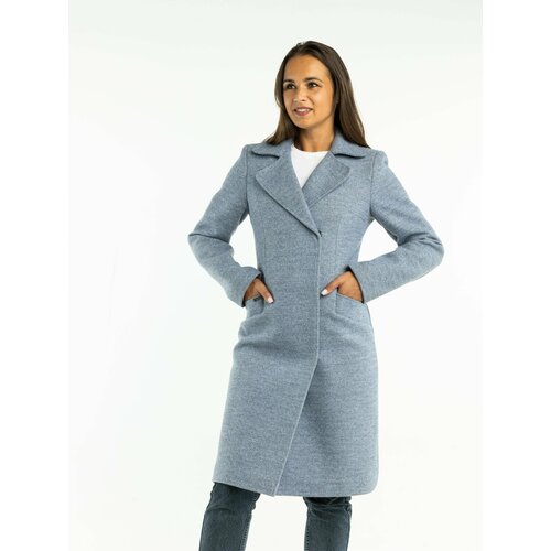 Шинель  ДЮТО, размер 54, синий, серый