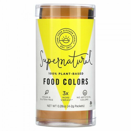 Supernatural Kitchen, 100% Plant-Based Food Colors, 4 Packets, 0.28 oz (2 g) Each