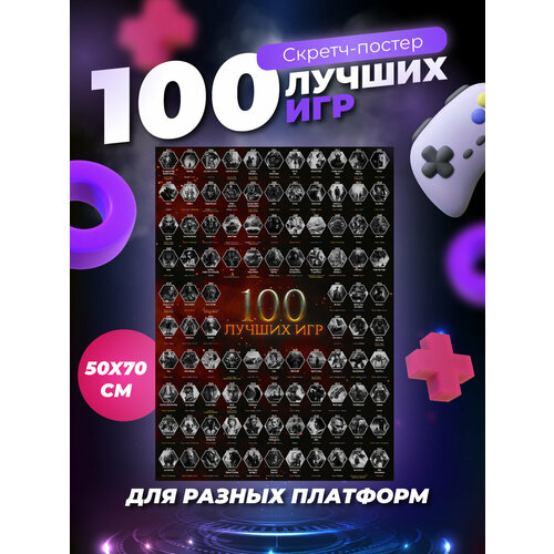 Скретч постер 100 лучших компьютерных игр сборник 660₽