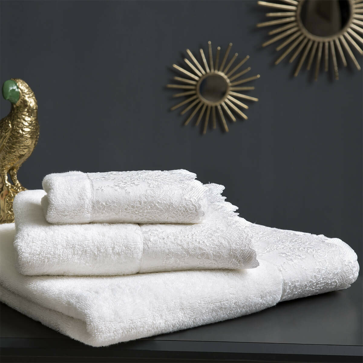 фото Tivolyo home Набор из 2 полотенец Regina цвет: кремовый (50х100 см, 75х150 см)