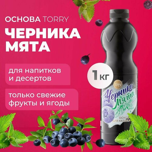 Основа Torry Черника Мята 1 кг, сироп для напитков, Торри для коктейлей, лимонадов, десертов