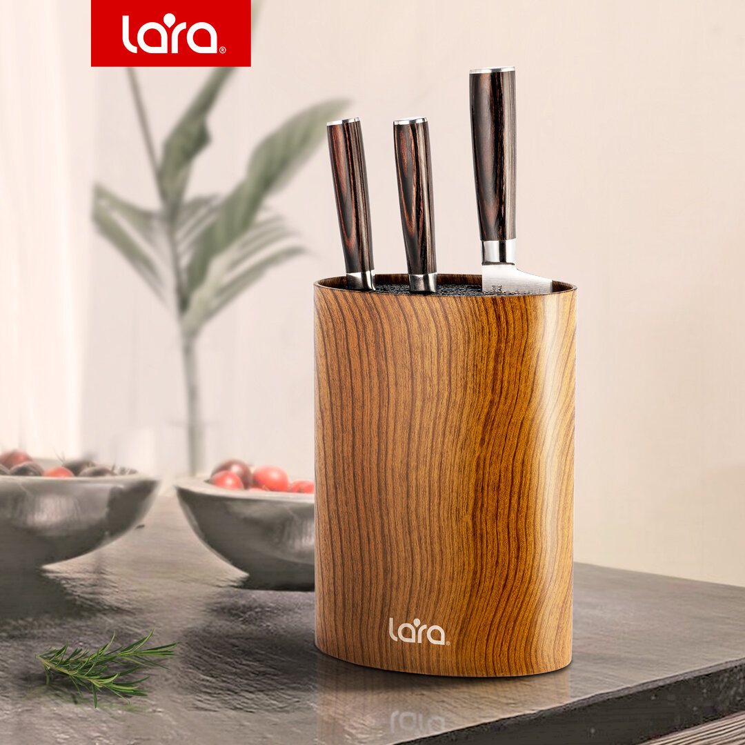 Подставка для ножей LARA LR05-101 Wood/ универсальная/ овальная/ Soft touch