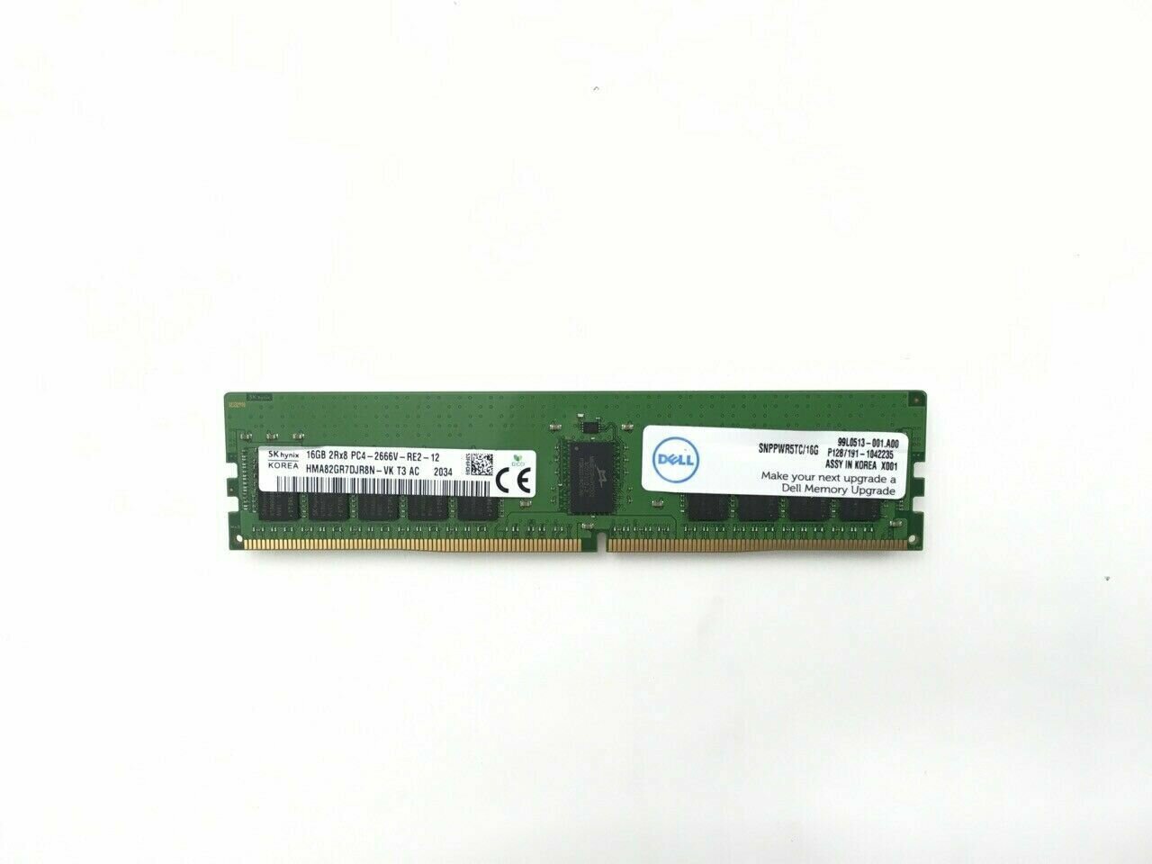 Модуль памяти DELL 16GB 2667Mhz 2RX8 DDR4 PC4-2667V RDIMM Server RAM Memory SNPPWR5TC/16G, 370-ADND