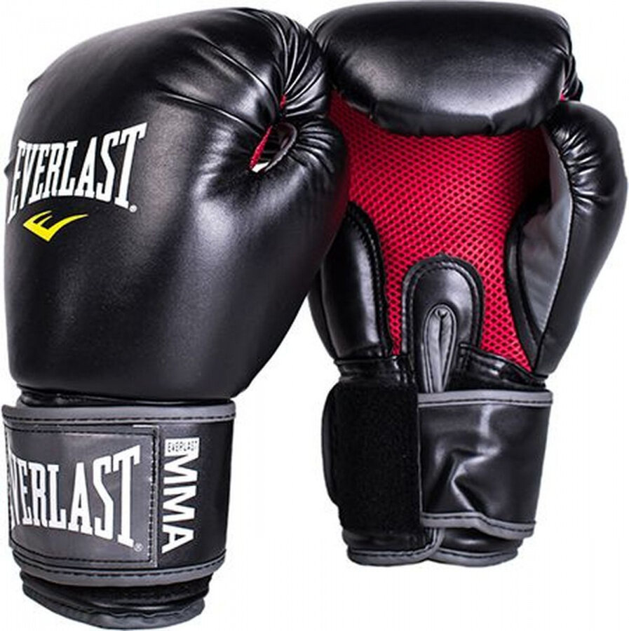 Боксерские перчатки Everlast Pro Style Muay Thai черные (12 унций, Синтетическая кожа, Everlast, 400, 200, 150, Черный) 12 унций