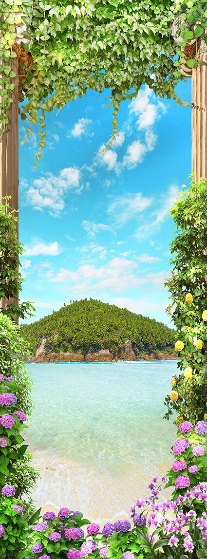 фото Фотообои Divino Decor "Колонны в плюще" В-008 100*270 фактура холст