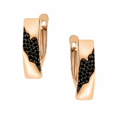 Серьги ZOLOTYE UZORY, красное золото, 585 проба, фианит, красный, золотой