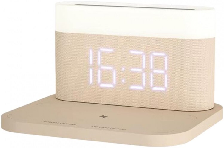 фото Ночник с беспроводной зарядкой и будильником Xiaomi VFZ (C-WCLL03) Beige