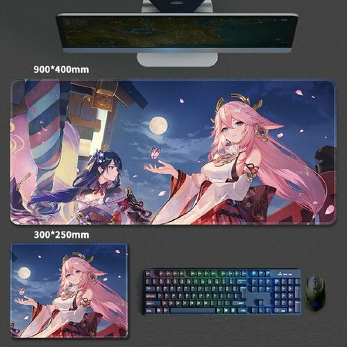 Коврик игровой компьютерный для мыши 600х300х4мм Genshin Impact