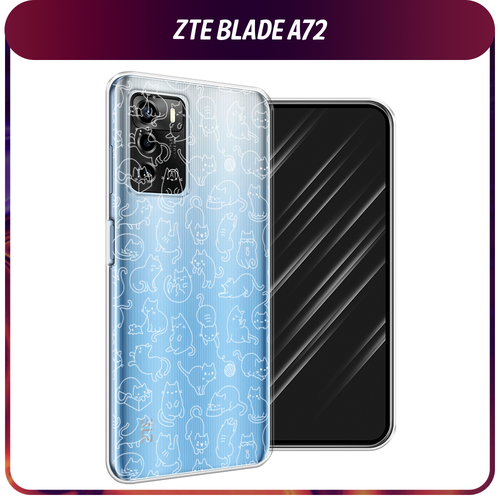Силиконовый чехол на ZTE Blade A72/V40 Vita / ЗТЕ Блэйд А72/V40 Вита Шкодливые котики, прозрачный