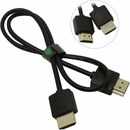 Greenconnect Кабель SLIM 0.5m HDMI 2.0, черный Slim, OD3.8mm, HDR 4:2:2, Ultra HD, 4K 60 fps 60Hz, 3D, AUDIO, 18.0 Гбит/с, 32/32 AWG, GCR-51592 Greenconnect HDMI (m) - HDMI (m) 0.5м (GCR-51592) - фото №11