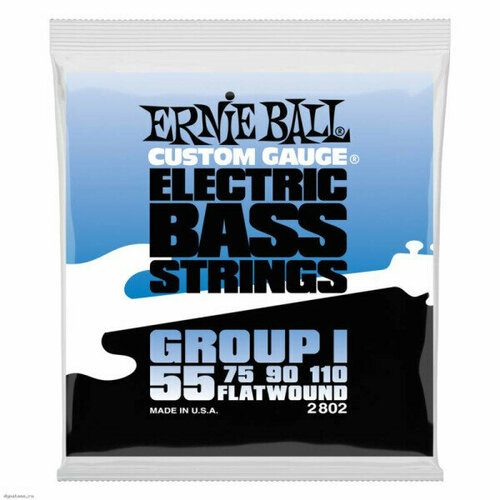 Струны 4-струнной для бас-гитары Ernie Ball 2802 Flat Wound Bass Group I (55-75-90-110) ernie ball 2802 струны для бас гитары flat wound bass group i 55 75 90 110