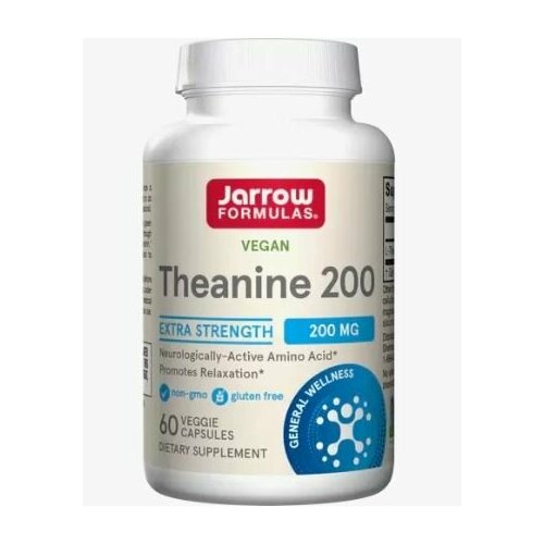 Jarrow Formulas, Theanine, Теанин, 200 мг, 60 вегетарианских капсул