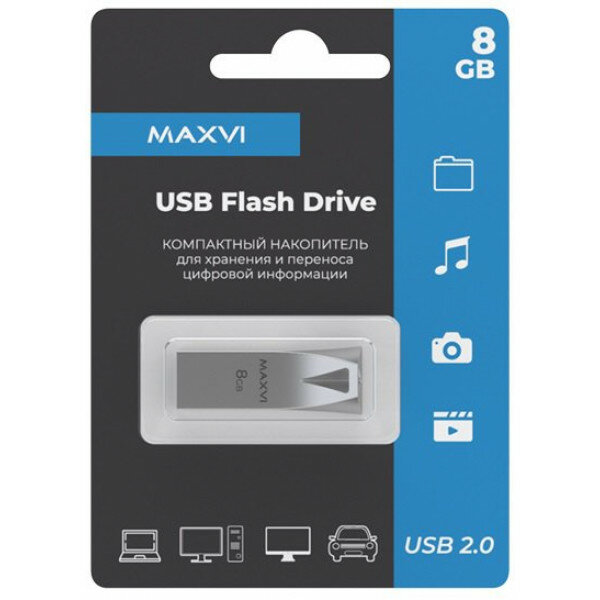 USB флеш накопитель 8 Gb Maxvi MK2 Metallic silver 119777