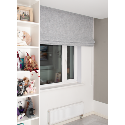 Римские шторы лен блэкаут на окна для комнаты Моя Штора ширина 140 см х высота 150 см Светло-серый 4150₽