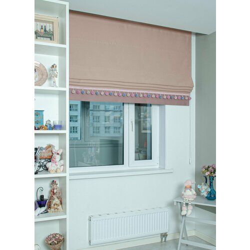 Римские шторы блэкаут на окна для комнаты Моя Штора ширина 140 см х высота 140 см КапучиноСеро-розовый 13500₽