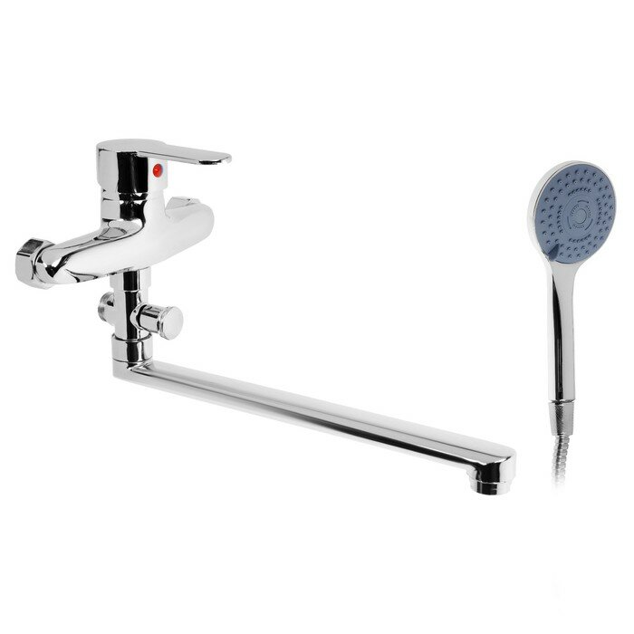 фото Смеситель для ванны ZEIN Z3378, картридж 35 мм, с душевым набором, лейка 4 режима, хром