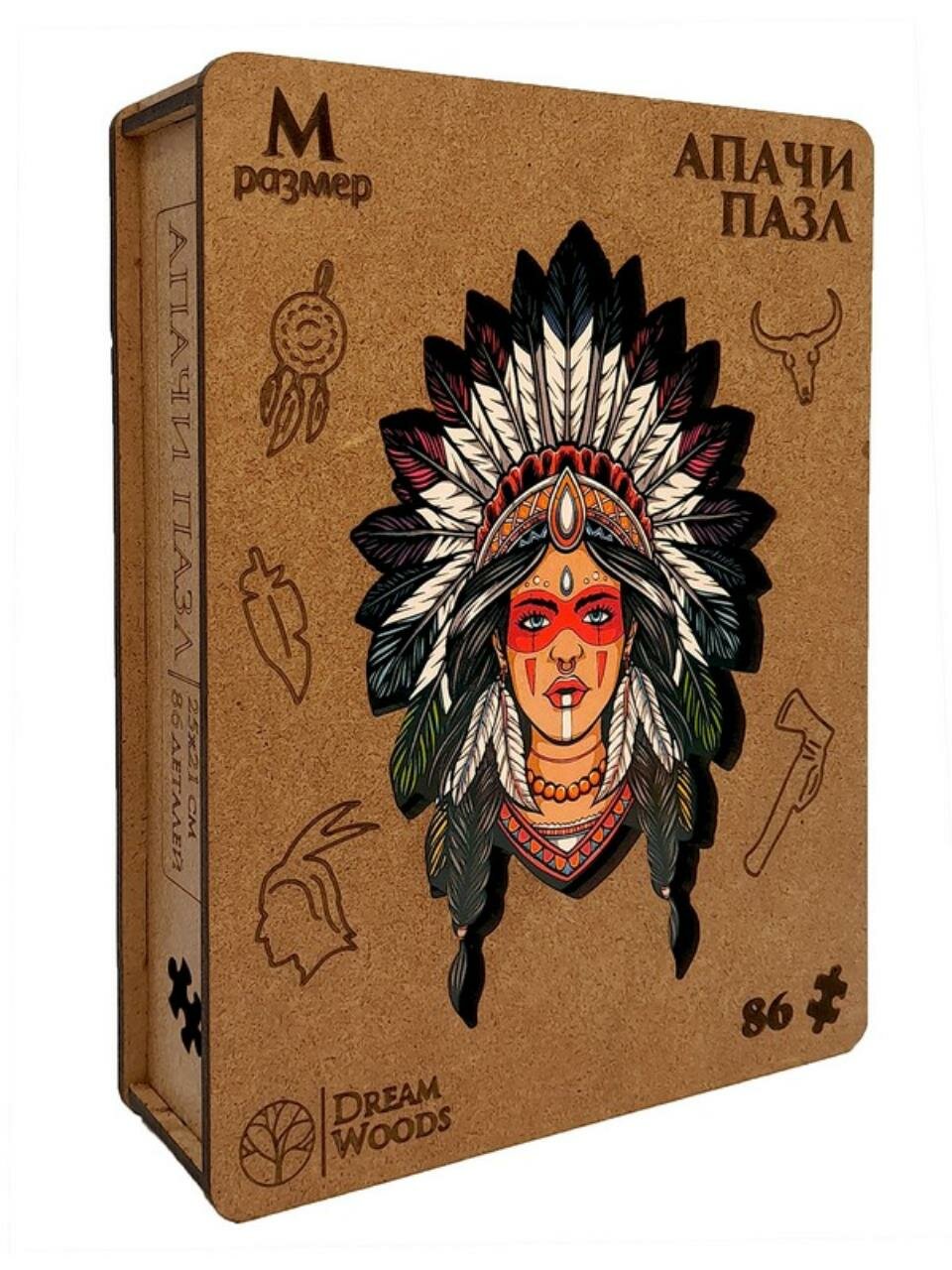Пазл фигурный "Апачи", в к 19x14,5x4,5 см