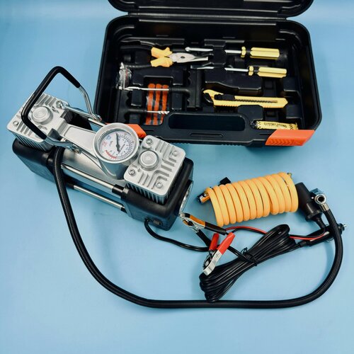 Изображение товара Компрессор двухпоршневой 12В усиленный для off-road — кейс, ремкомплект, накачка больших шин быстро