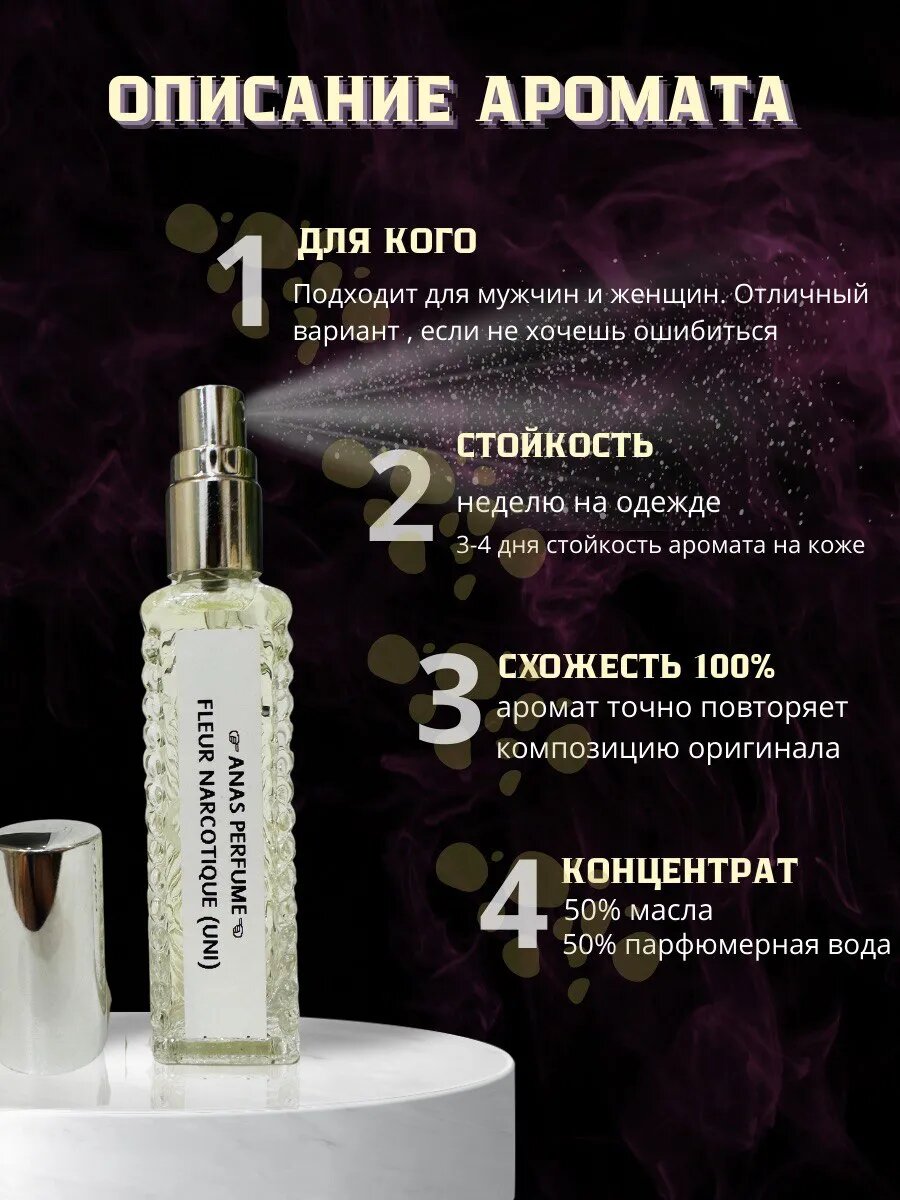 МАСЛЯНЫЕ ДУХИ УНИСЕКС по мотивам FLEUR NARCOTIQUE от ANAS PERFUME 15 мл — фото 1