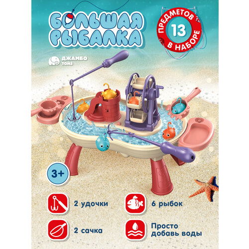Развивающая игра Рыбалка игровой центр подвижные элементы мелкая моторика 2 удочки соревнования для мальчиковдевочек JB0213234 1528₽