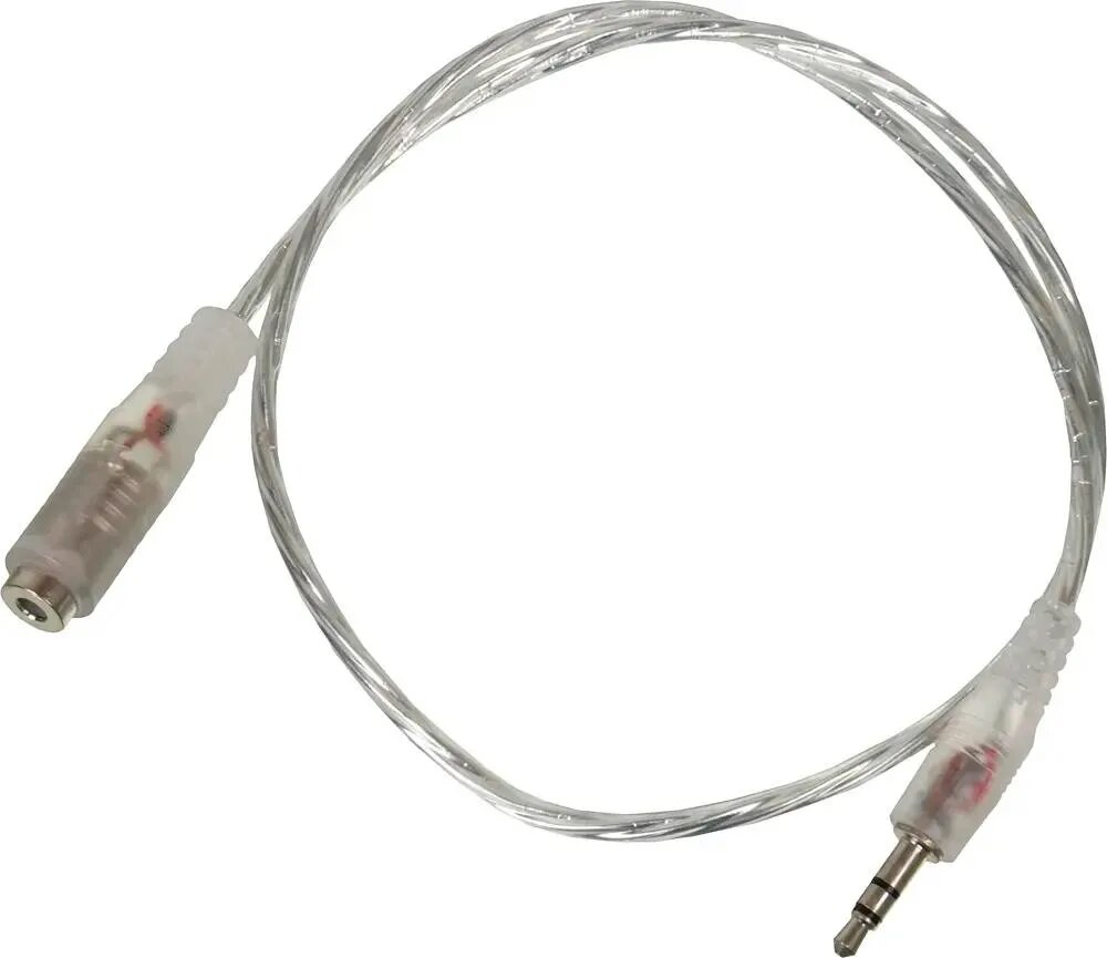 Кабель-удлинитель аудио Buro Jack 3.5 (m) - Jack 3.5 (f) , 0.5м, прозрачный [cab025-0.5m]