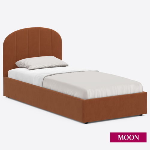 Кровать односпальная без подъемного механизма, MOON FAMILY 1262, размер 90х200 см, велюр розовый. Ортопедическое основание в комплекте