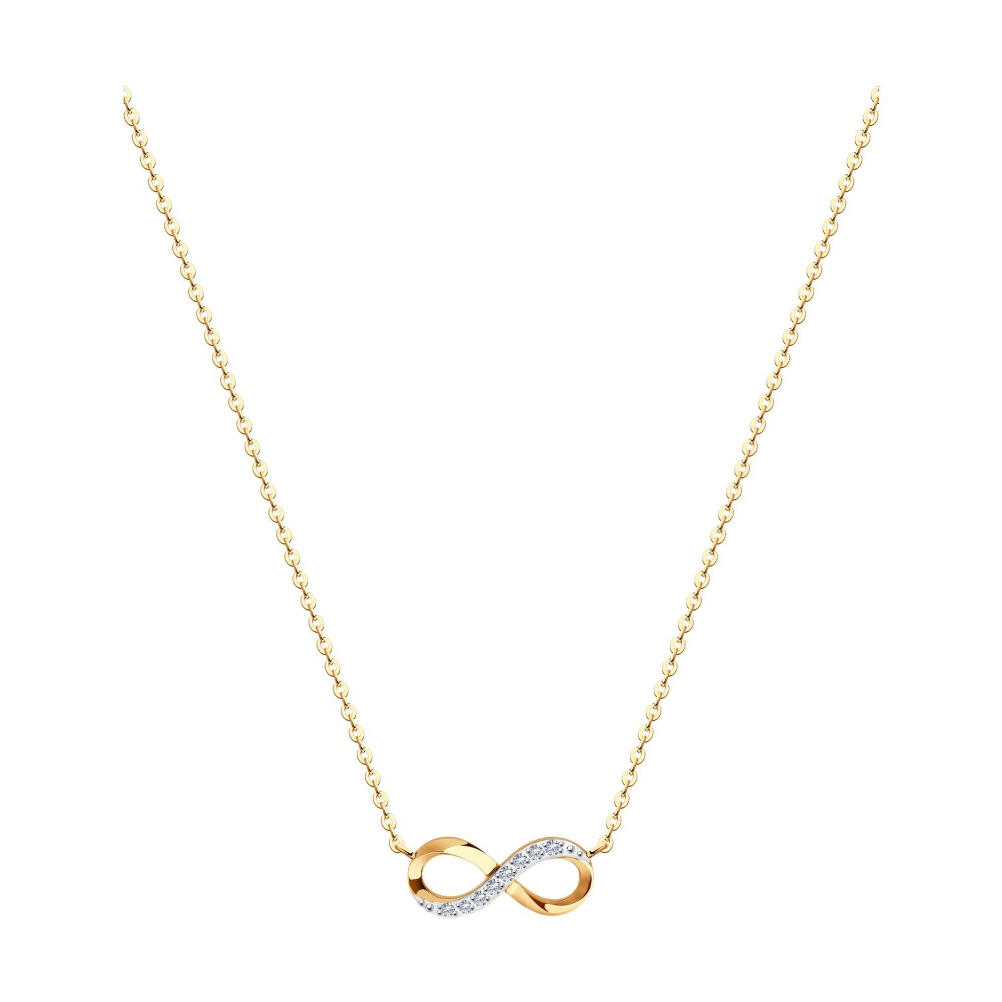 Колье Diamant online, красное золото, 585 проба, фианит
