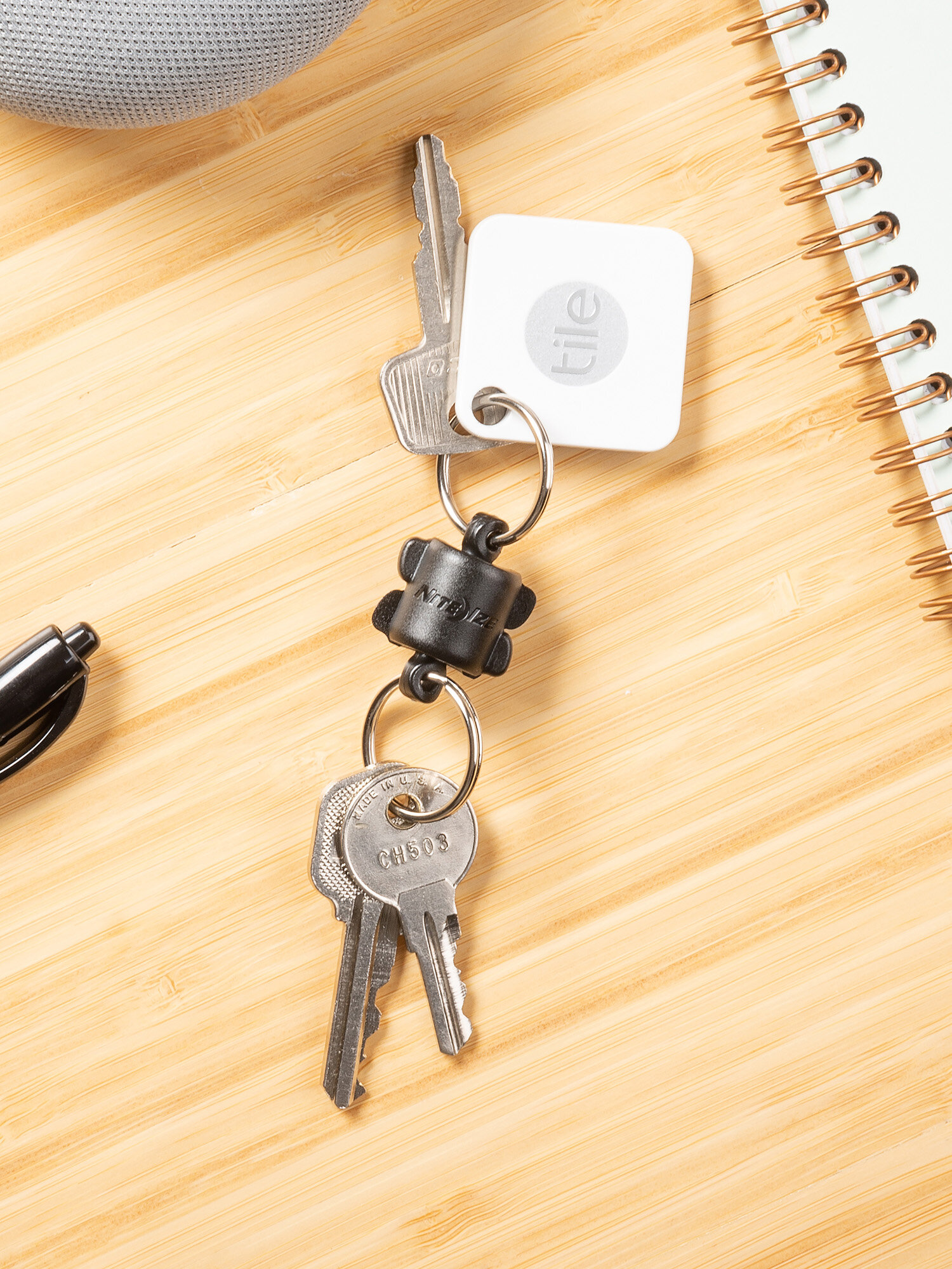 Брелок Nite Ize, серебряный, черный — фото 1