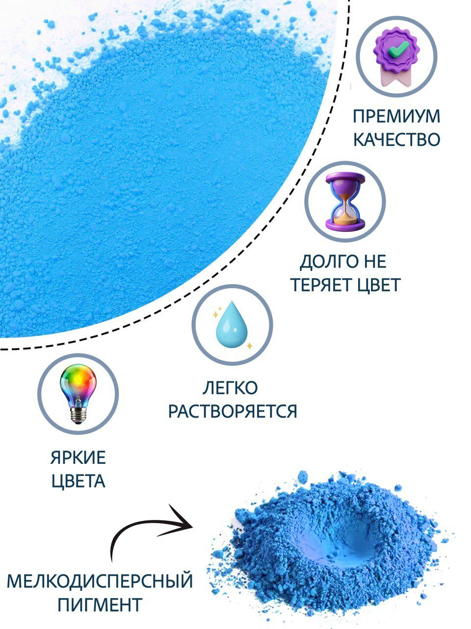 Неоновый пигмент для эпоксидной смолы Neon Blue, 25мл EPOXYMASTER — фото 1