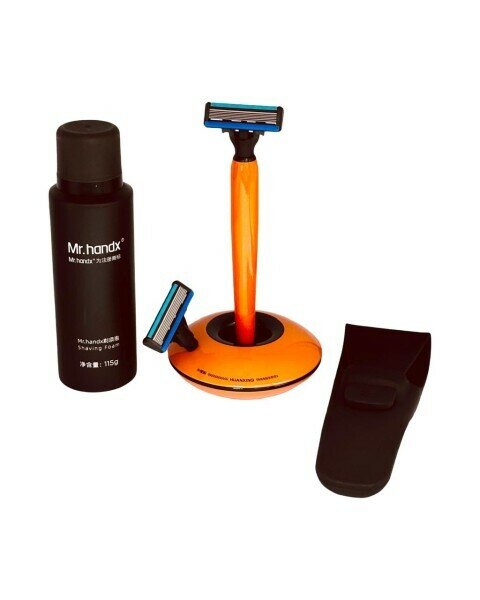 Изображение Набор для бритья Huanxing Stellar Black Hole H906-6 Orange с аксессуарами, оранжевый, стильный дизайн.