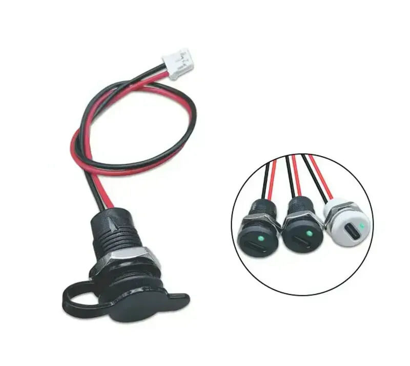 USB Type-C разъём для монтажа в отверстие 12 мм с LED-индикатором — фото 1