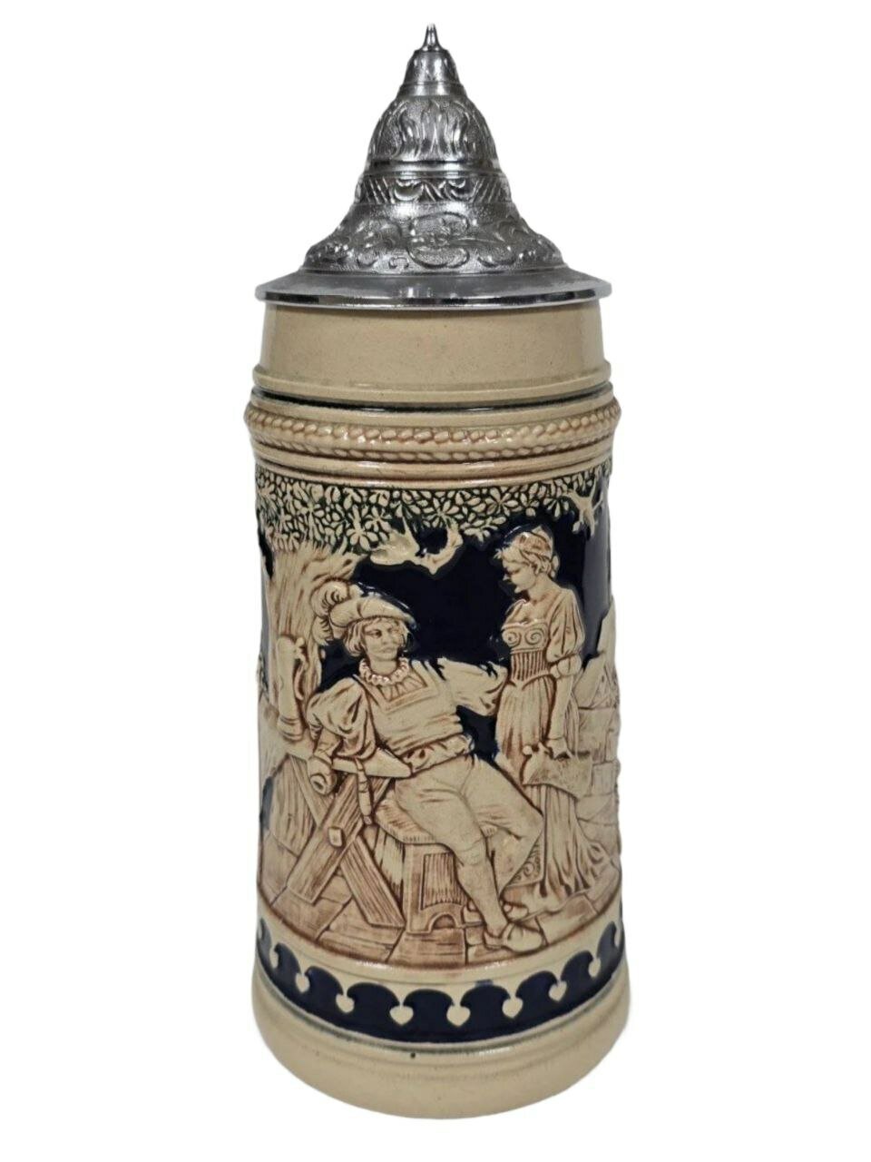 Кружка пивная (фарфор с оловянной крышкой) Германия