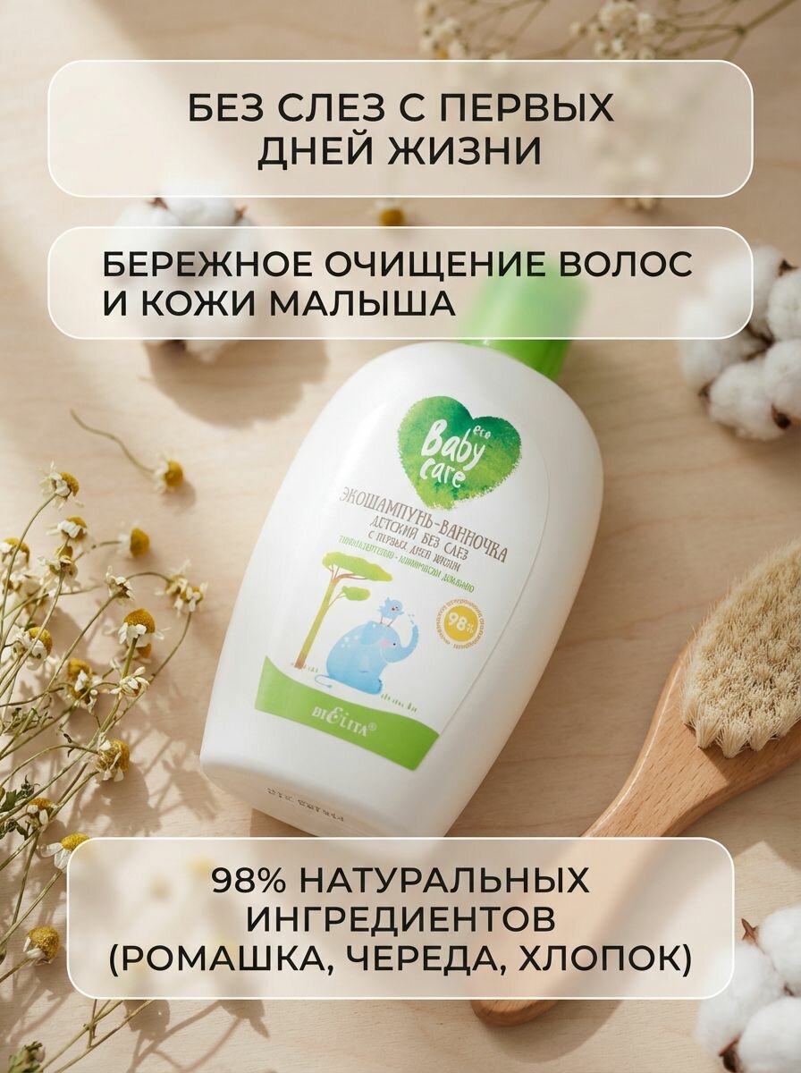 (2шт) Baby Care Экошампунь-ванночка детский без слез с первых дней жизни 260 мл