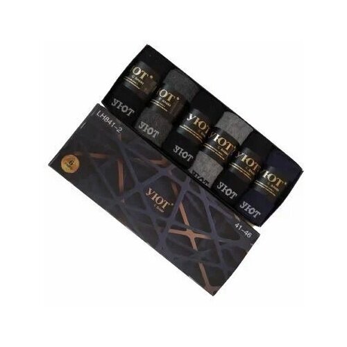 фото Мужские носки с пропиткой, высокие дизайнерские, 41-46 размер, комплект 6 пар в подарочной коробке уют