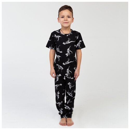 Пижама Kaftan, размер 110-116, черный пижама kaftan размер 110 116 серый