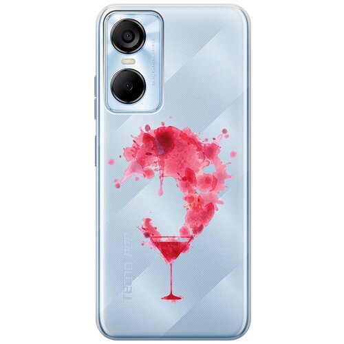 Силиконовый чехол с принтом Cocktail Splash для Tecno Pop 6 Pro / Техно Поп 6 Про силиконовый чехол на tecno pop 6 pro техно поп 6 про с 3d принтом rat прозрачный