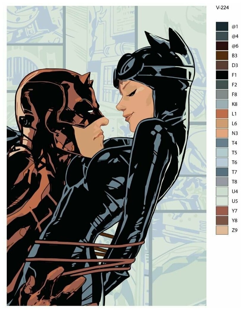 Картина по номерам V-224 "Женщина-кошка и Бэтмен" 40х60